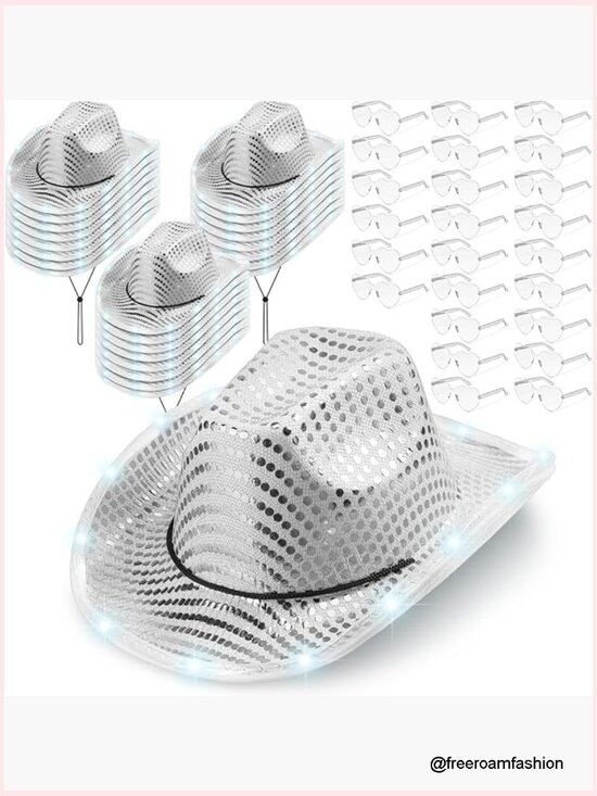 LED Light Up Cowboy Hat with Heart Sunglasses for Costume Party main image 7